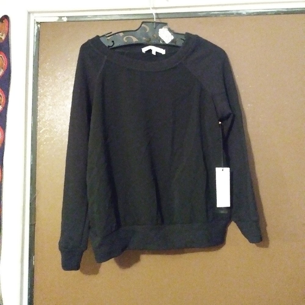 NWT black sweater sheer front